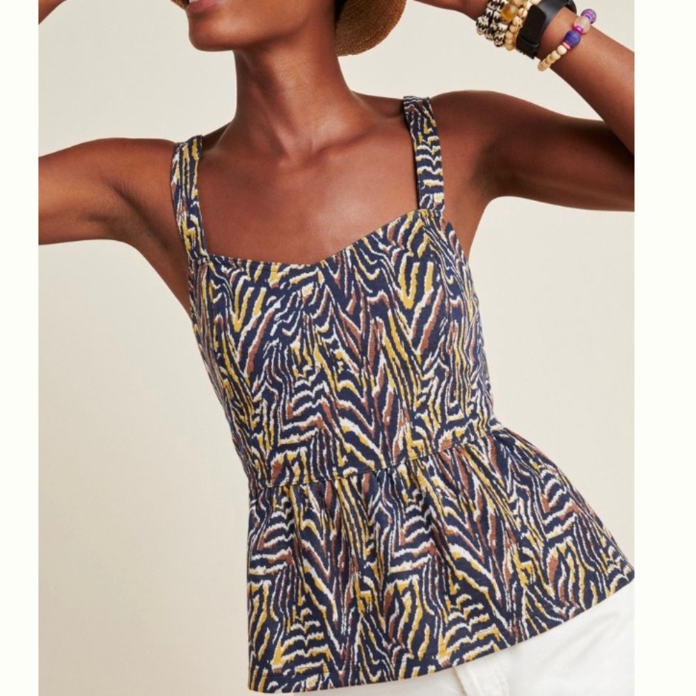 Anthropologie Jaime zebra print top small